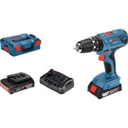 GSB 18 V-21 Professional Combi Drill including 2x 2.0Ah Batteries, GAX 18 V-30 Dual Battery Voltage Charger in L-Boxx 136 Carry Case
