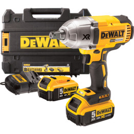 DCF899P2 18V High Torque Brushless 3 Speed Impact Wrench 1/2" Sq Drive, 2 x XR 5.0Ah Battery Packs, Charger in TSTAK Kitbox