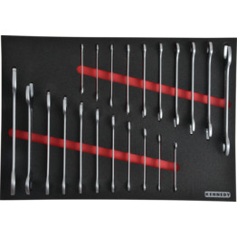 21 Piece Metric / AF Industrial Open Ended Spanner Set in Tool Control Full Width Foam Inlay for Tool Cabinets.