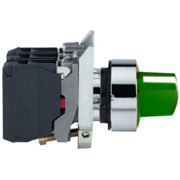 Rotary Switch, 3-Position Selector, Green, Illuminated, Stay Put