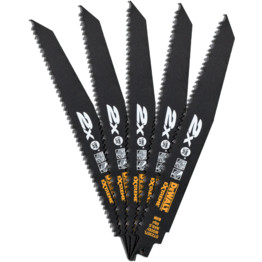 DT2307L-QZ 228mm 2x Life Reciprocating Saw Blades for Wood and Wood With Nails Pk-5