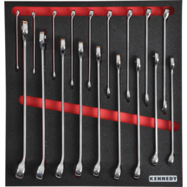 18 Piece 6 - 24mm Professional Combination Spanner Set in Tool Control 2/3 Foam Inlay.
