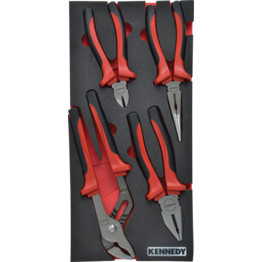 4 Piece Pro-Torq Comfort Grip Pliers Set in Tool Control 1/3 Foam Inlay.